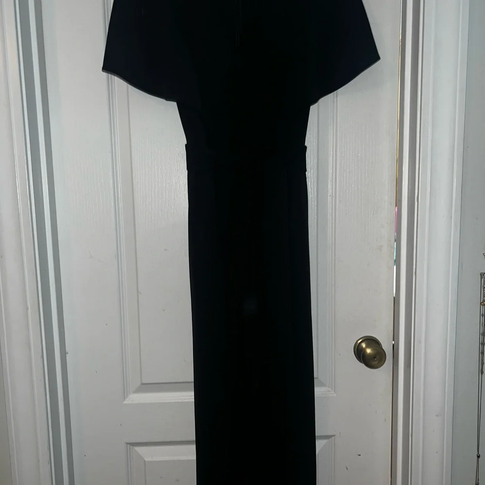 Alex Marie formal black jumpsuit with cape sleeves size 12 - Picture 3 of 4